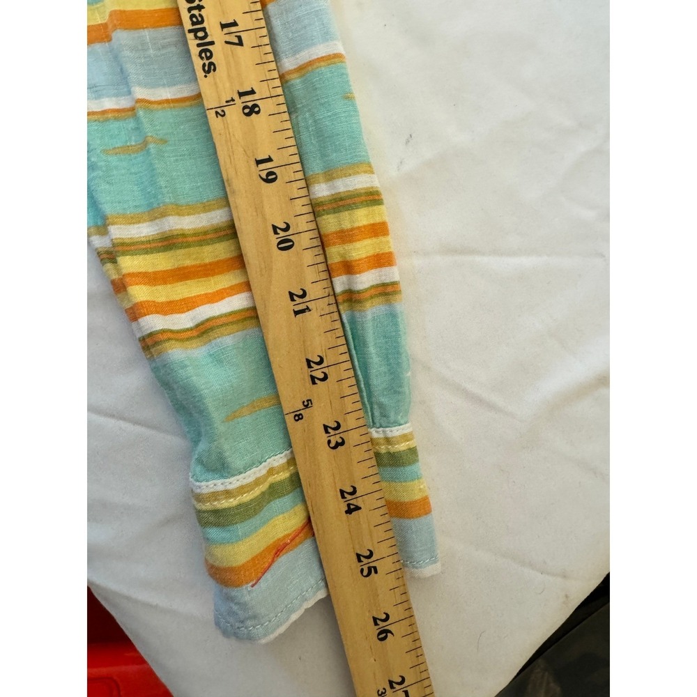 Ryan Michael Western Snap Shirt Womens M Teal Orange Stripe Linen Blend - Picture 5 of 10